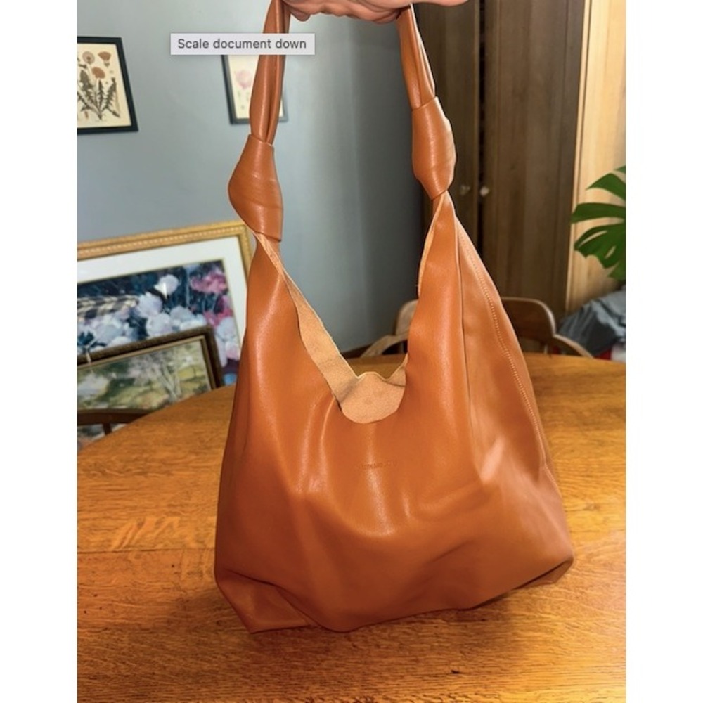 Elizabeth and James Brown Leather Knotted Slouchy Hobo Shoulder Bag Cognac - Picture 3 of 3